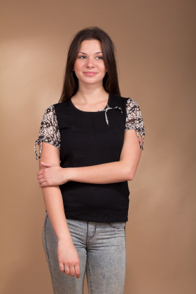 Palaidinė Flora 2840 Black kaip foto - Palaidinės trumpomis rankovėmis
