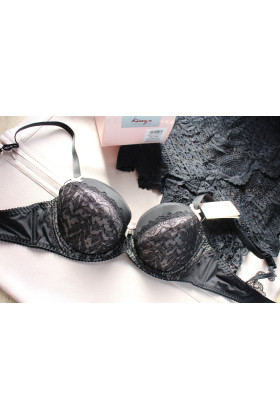 Liemenėlė Paradiso I PU-307 Juoda su rožine - Push-Up Liemenėlės