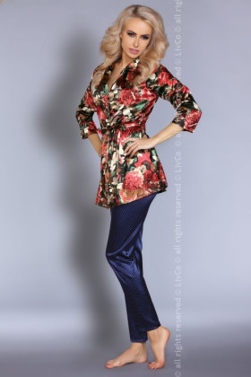 Atlasinis chalatas + kelnės Frida Secret Garden Collection Raudona su 