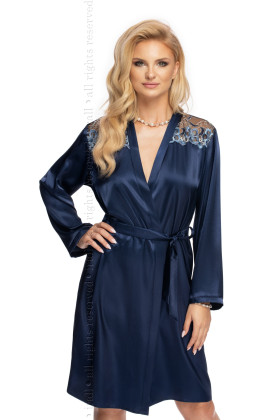 „Elodie Navy Blue“ chalatas Navy mėlyna - Atlasiniai Chalatai moterims