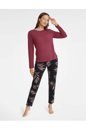Medvilninė Pižama Garden 40929-83X Bordo su juoda - Pižamos moterims