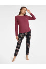 Medvilninė Pižama Garden 40929-83X Bordo su juoda - Pižamos moterims