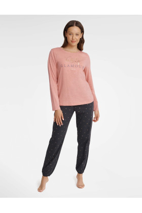Pižama Glam 40936-39X Rožinė su pilka - Pižamos moterims