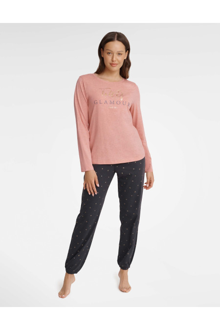 Pižama Glam 40936-39X Rožinė su pilka - Pižamos moterims