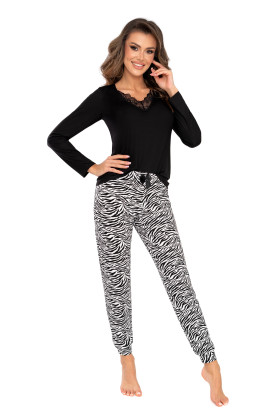 Pižama Zebra Long Black - Pižamos moterims