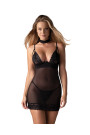 Naktinukai Donarella Chemise + stringi Juoda - Seksualūs Naktinukai