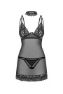 Naktinukai Donarella Chemise + stringi Juoda - Seksualūs Naktinukai