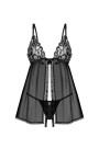 Babydoll Blomentis + stringai. Juoda - Seksualūs Naktinukai