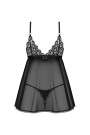 Babydoll Blomentis + stringai. Juoda - Seksualūs Naktinukai