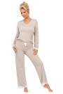 Pižama Simply Long Beige Smėlio 453 - Pižamos moterims