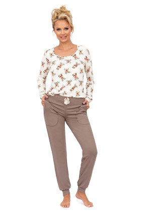 Pižama Reni Long Beige - Pižamos moterims